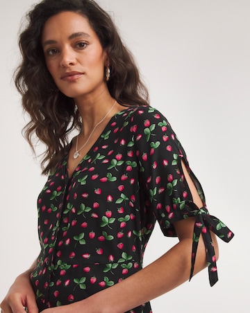 Joe Browns Tie Detail Woven Print Strawberry Print Dress