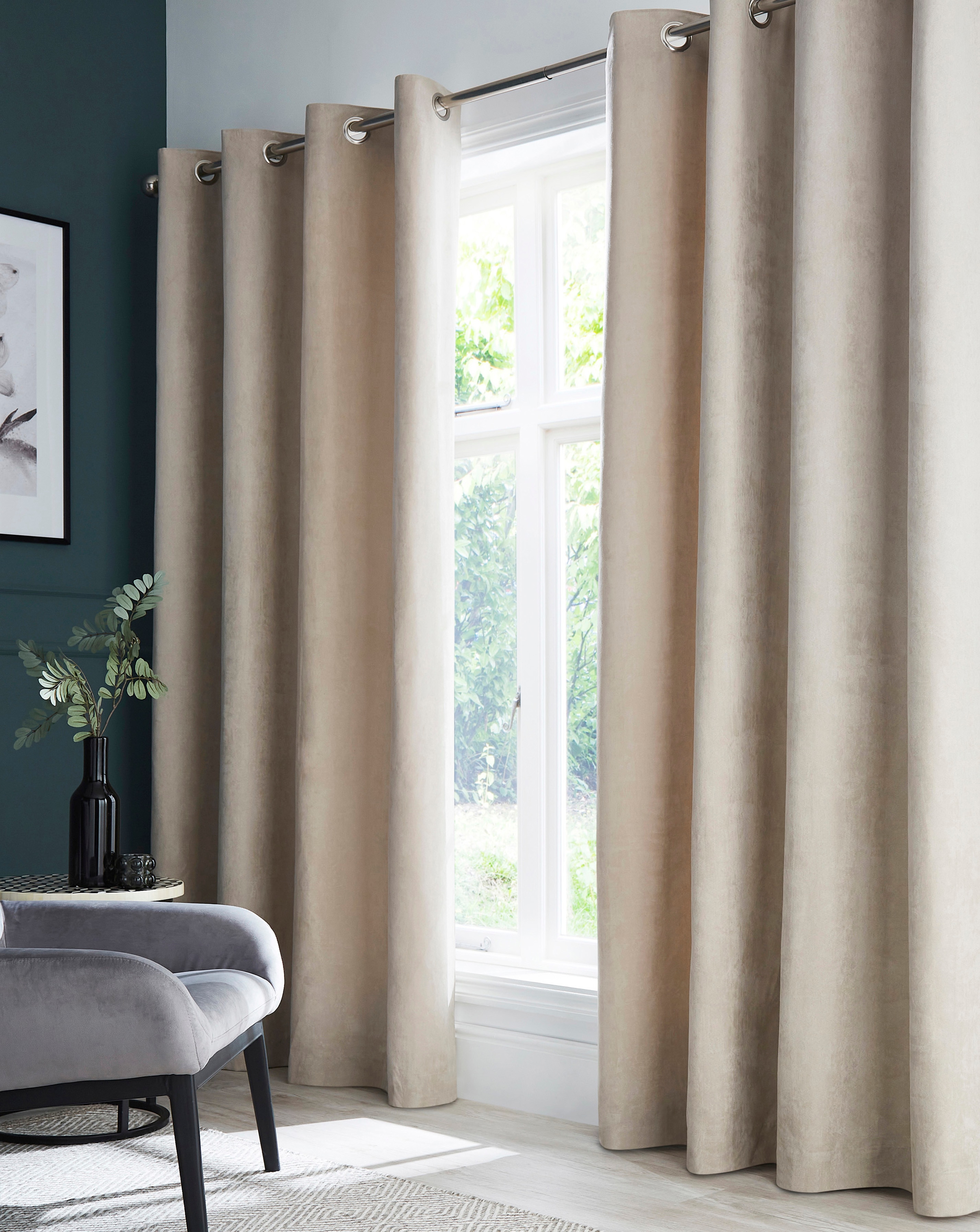 Faux Suede Eyelet Curtains
