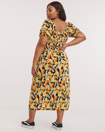 Floral Print Plisse Midi Dress