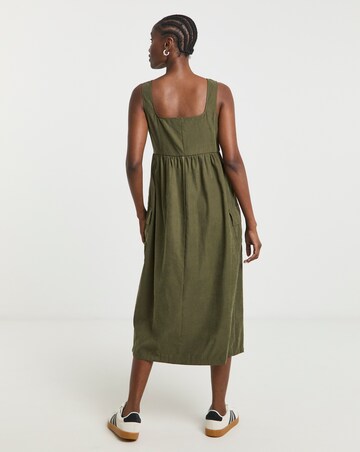 Khaki Cargo Utility Midi Dress