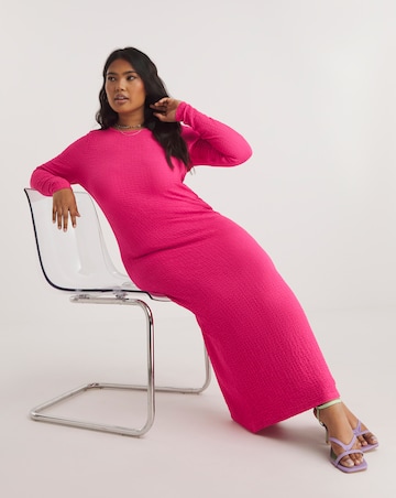 Pink Textured Jersey Midaxi Dress