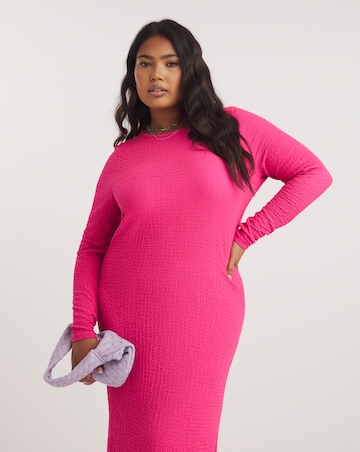Pink Textured Jersey Midaxi Dress