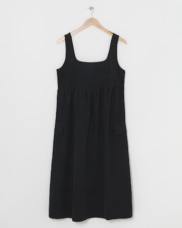 Black Cargo Utility Midi Dress