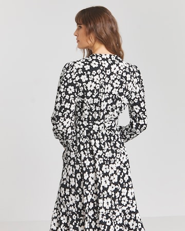 Mono Print Textured Wrap Skater Dress