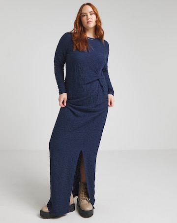 Simply Be Navy Textured Jersey Knot Detail Maxi Dress