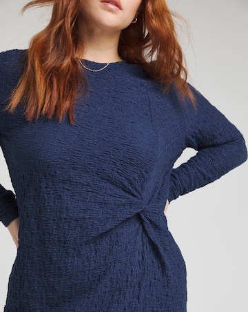 Simply Be Navy Textured Jersey Knot Detail Maxi Dress