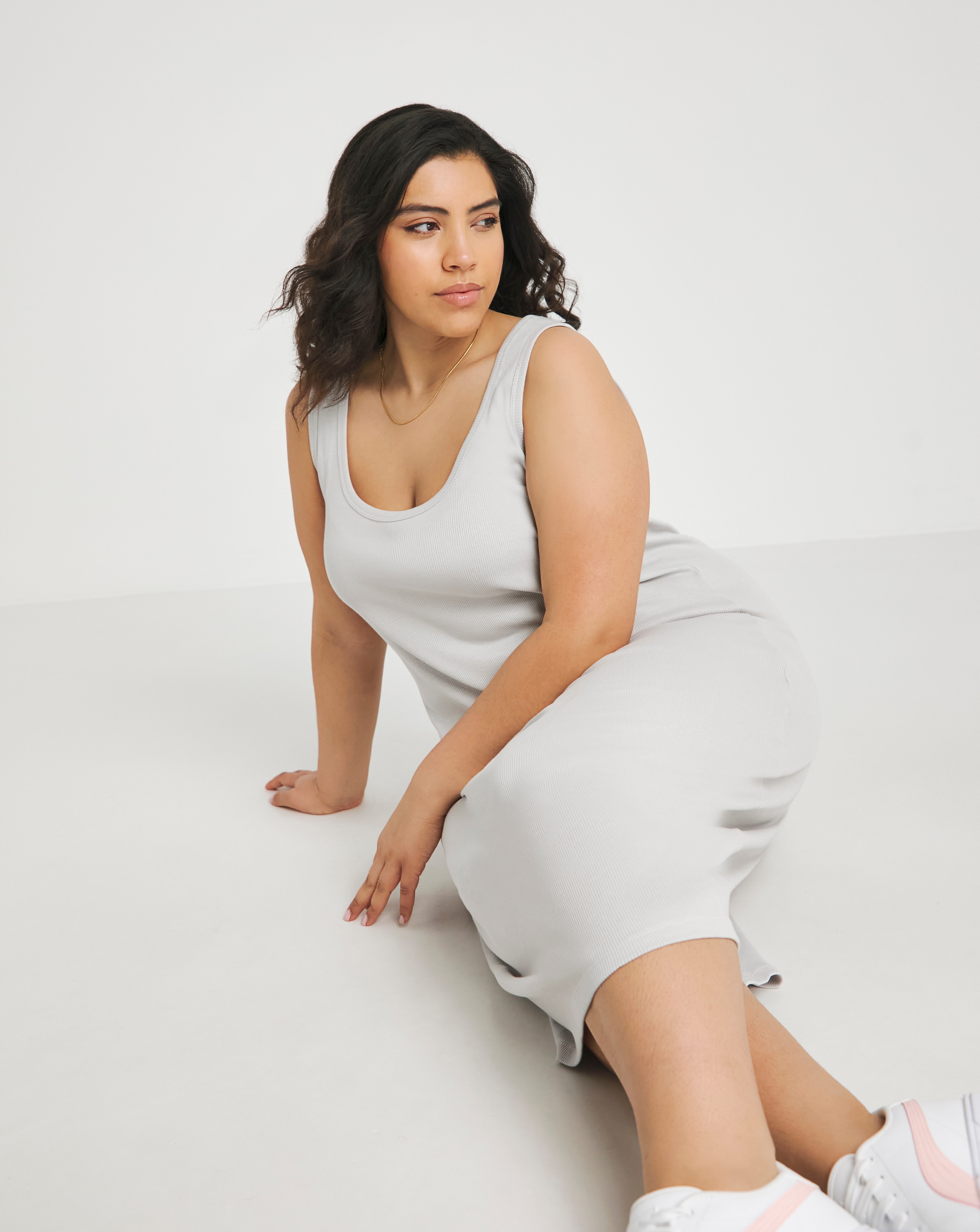 Simply Be Grey Ribbed Midi Dress