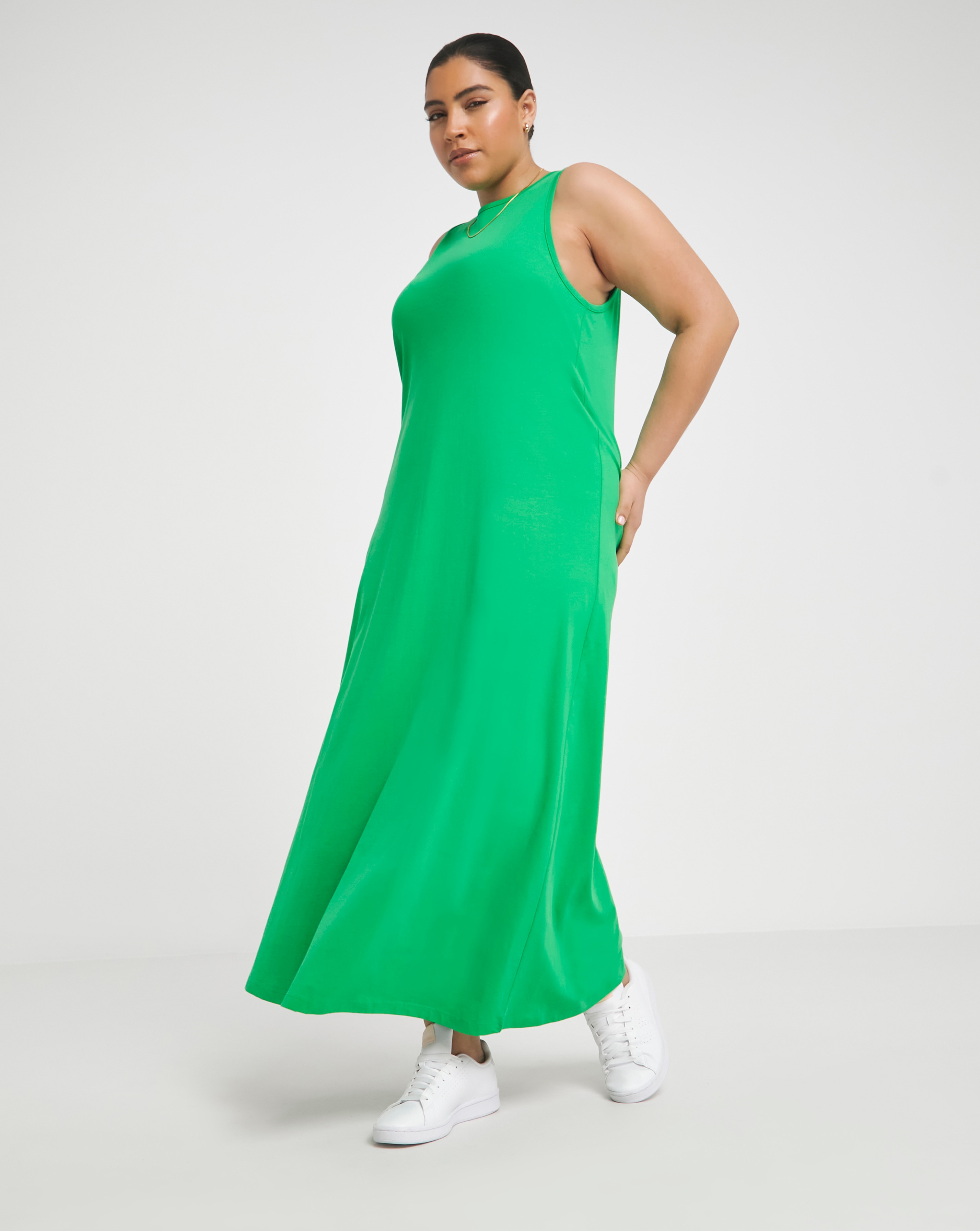 Simply Be Green Cotton Jersey Maxi Dress