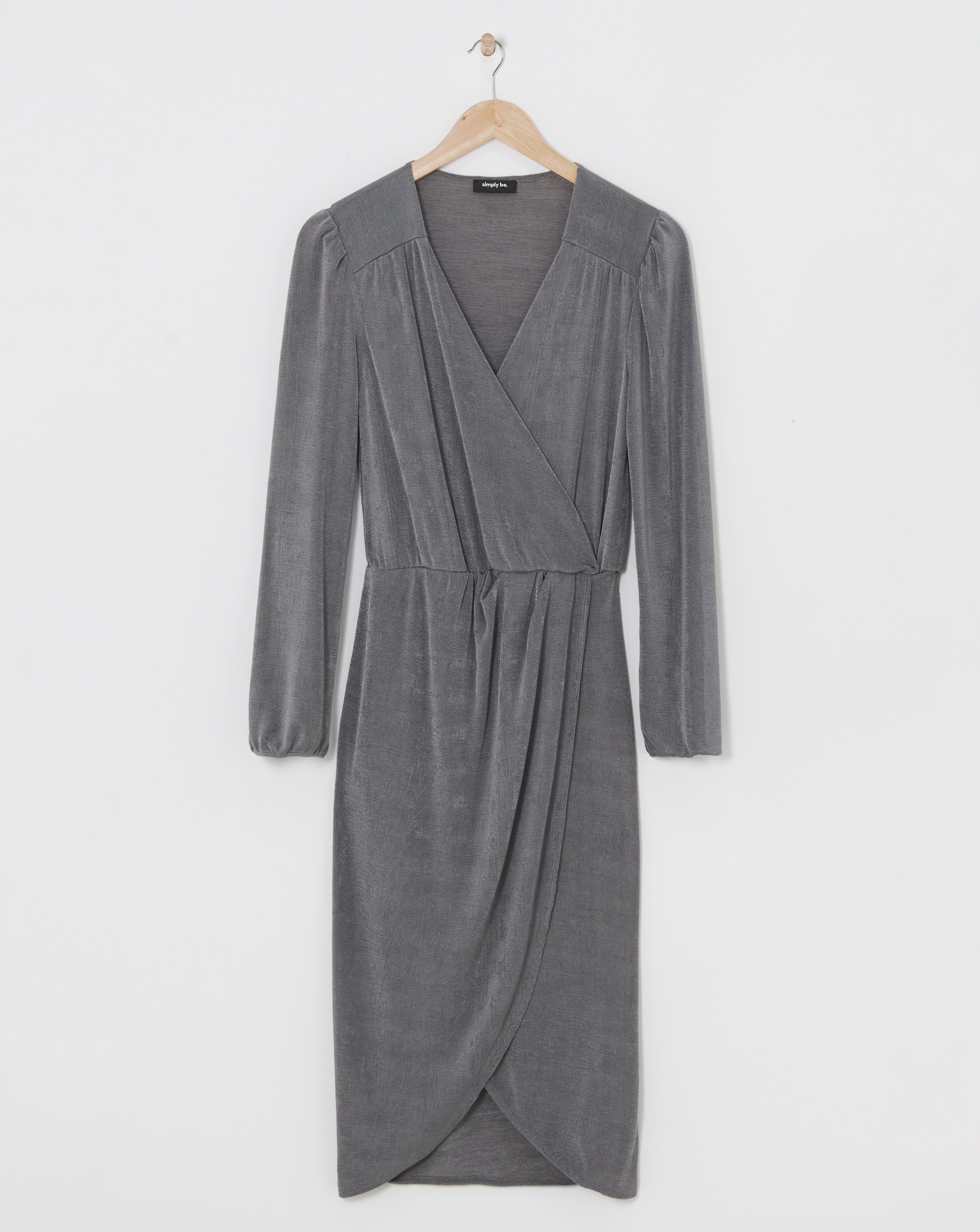 Slinky Wrap Front Midi Dress