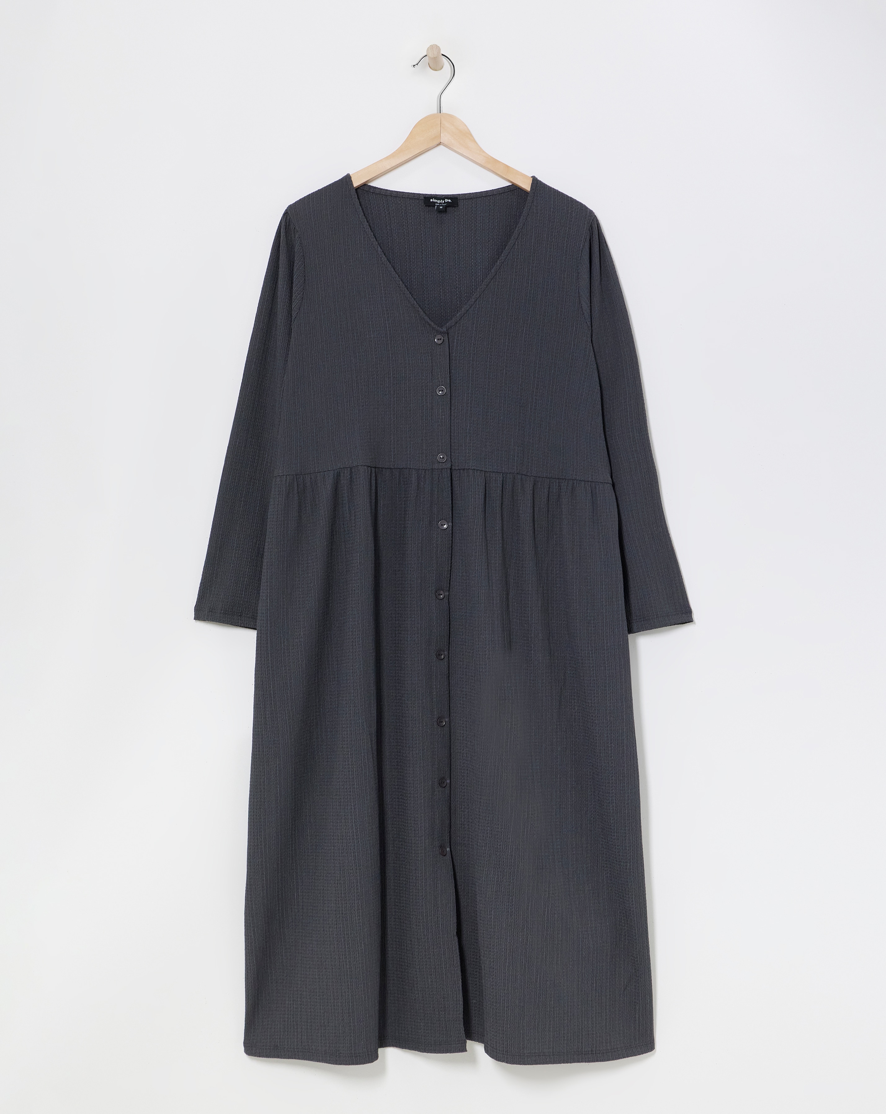 Charcoal Waffle Button up Midi Dress