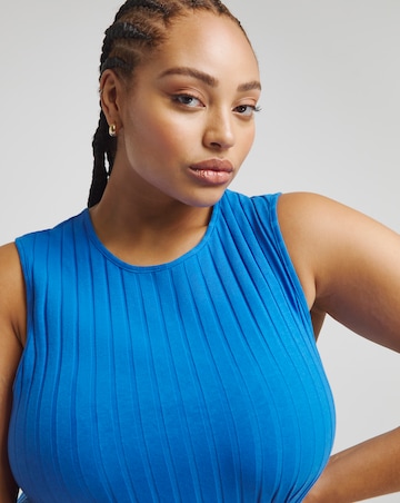 Blue Soft Ribbed Maxi Dress