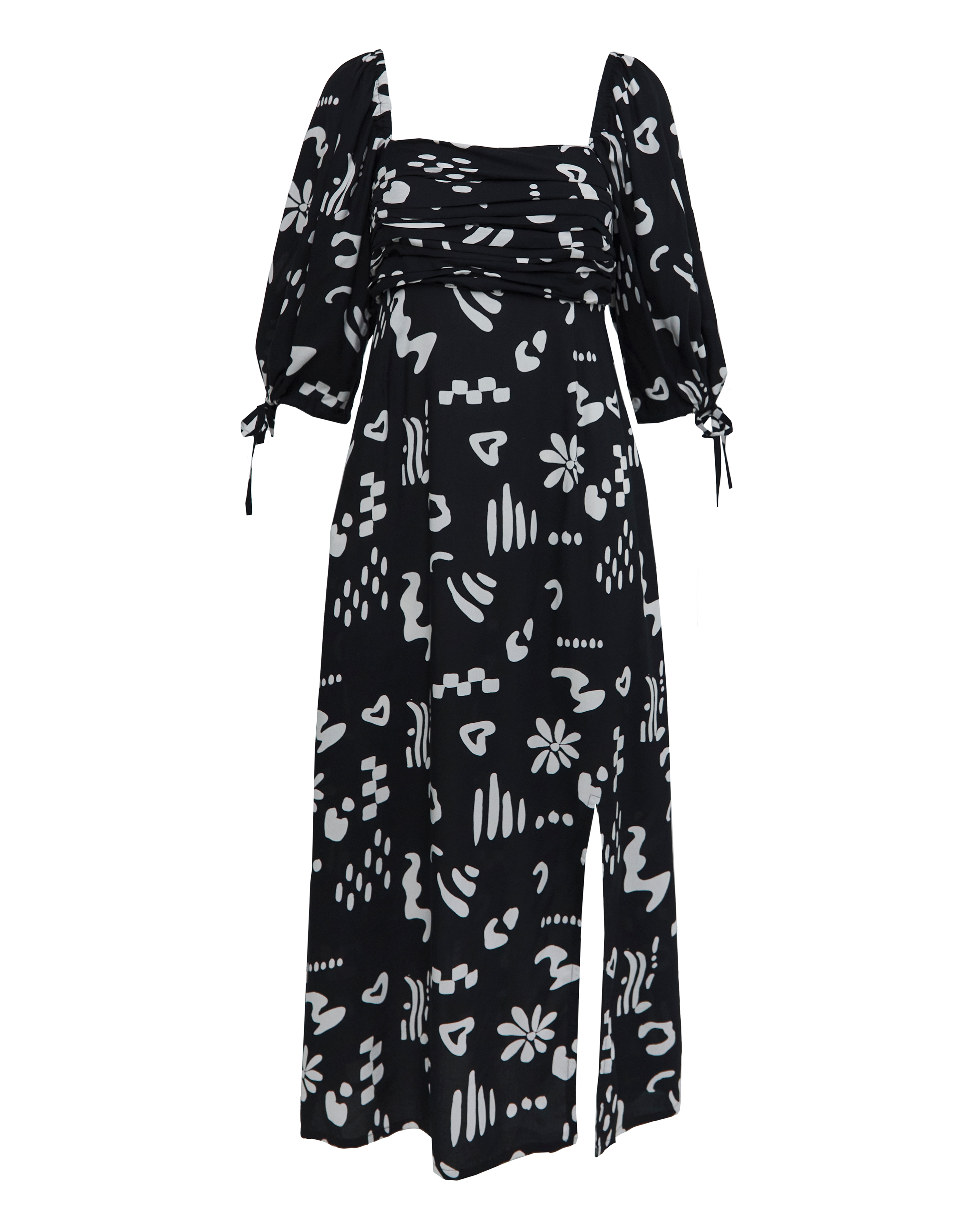 Conversational Print Soft Volume Dress