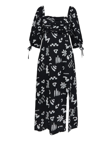 Conversational Print Soft Volume Dress