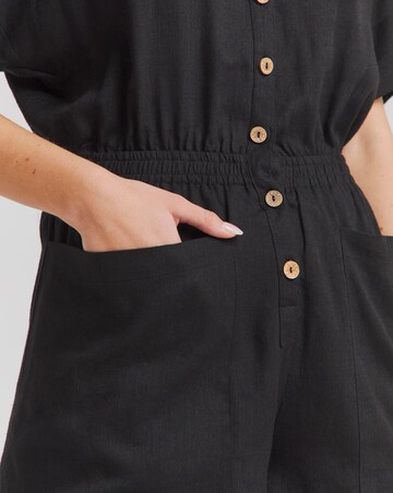 Simply Be Button Through Linen Mix Playsuit