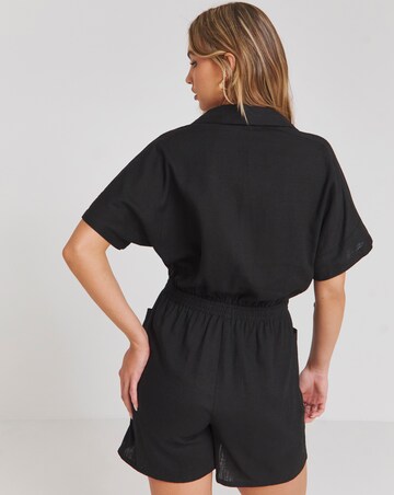 Simply Be Button Through Linen Mix Playsuit