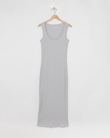Simply Be Grey Ribbed Scoop Neck Maxi Dress