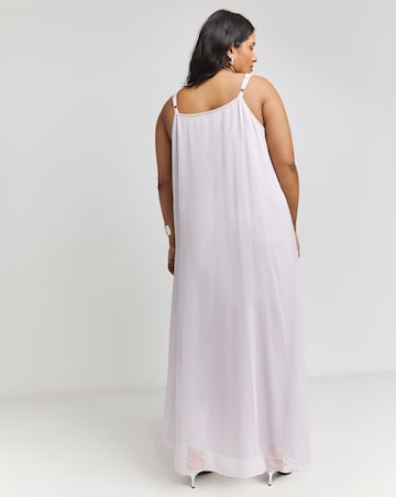 Simply Be Ice Grey Frill Detail Maxi Slip Dress