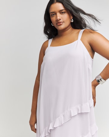 Simply Be Ice Grey Frill Detail Maxi Slip Dress