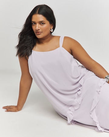 Simply Be Ice Grey Frill Detail Maxi Slip Dress