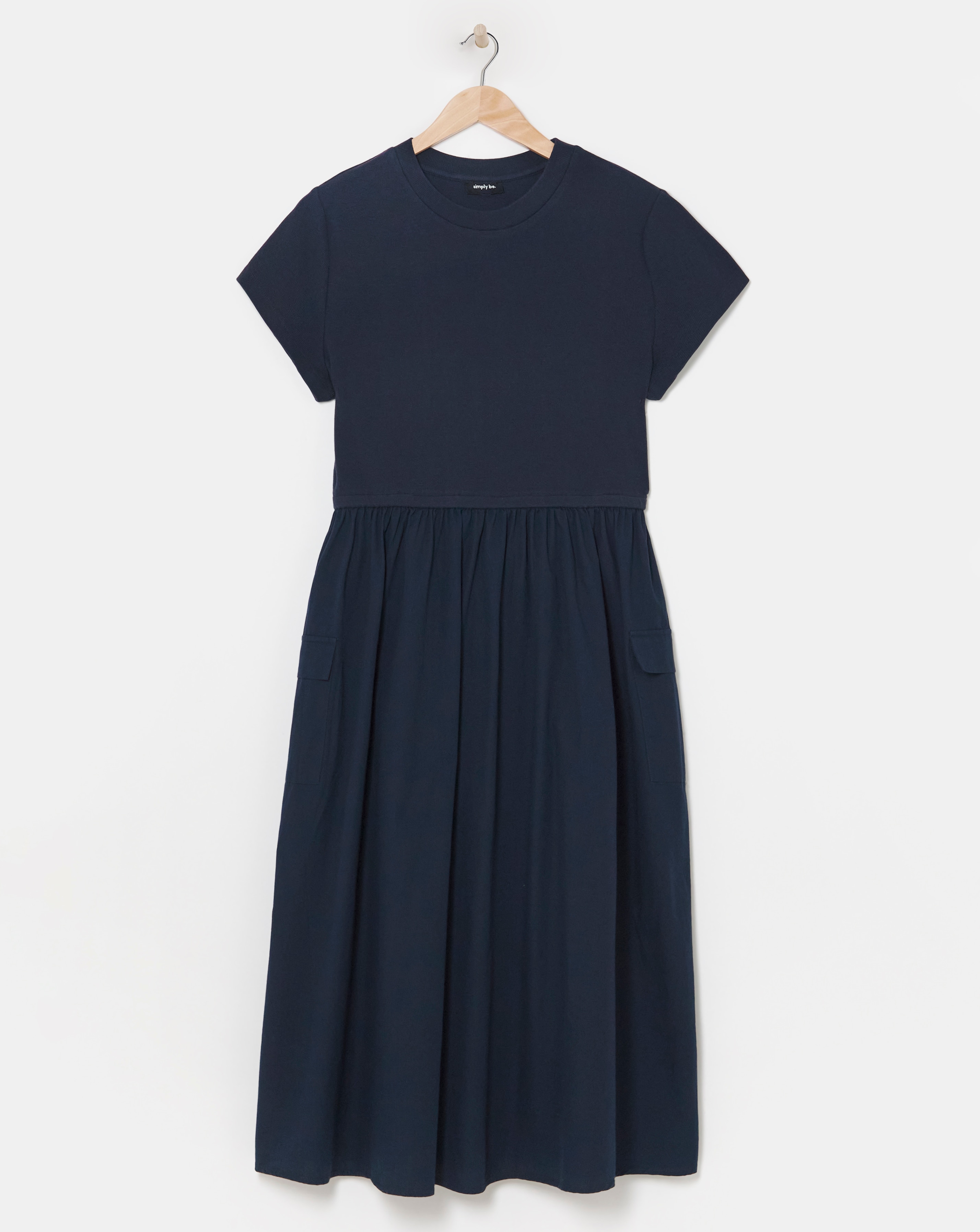Navy Jersey Poplin Mix Sundress