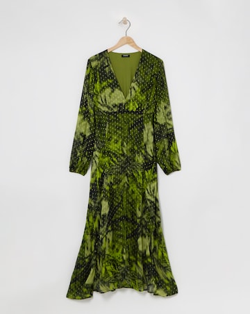 Simply Be Green Floral Print Georgette Foil Button Up Maxi Dress