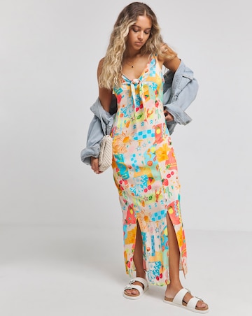 Simply Be Multi Print Tie Front Maxi Dress