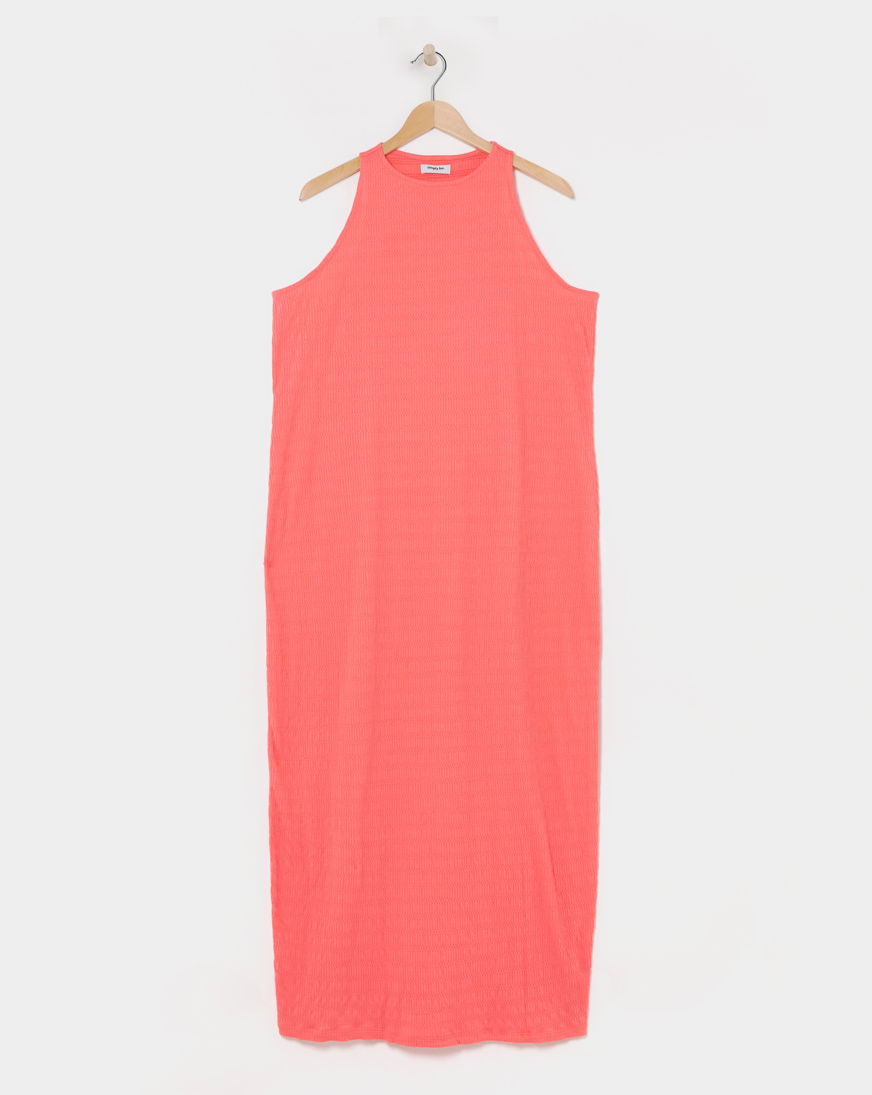 Coral Textured Jersey Maxi Dress