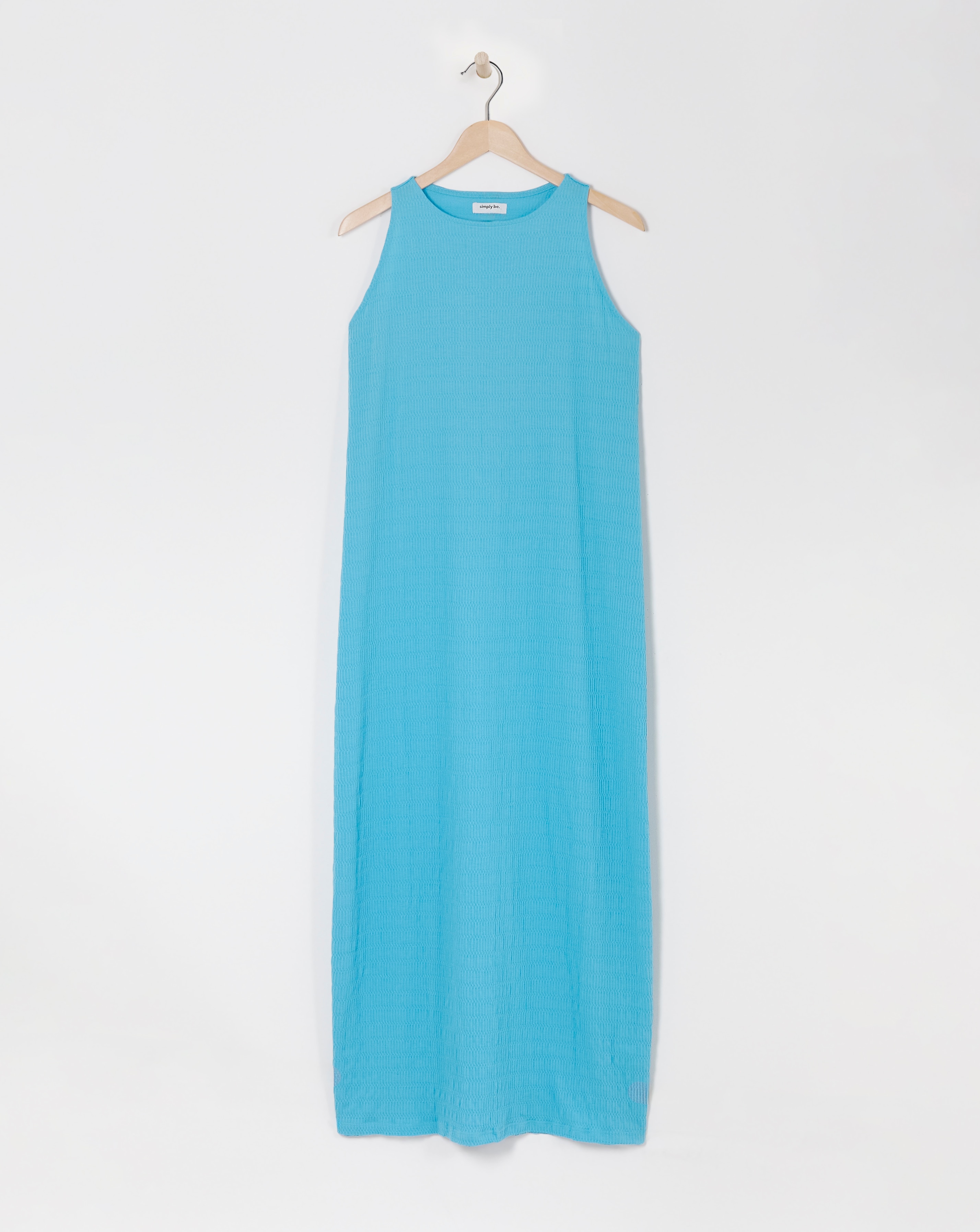 Blue Textured Jersey Maxi Dress