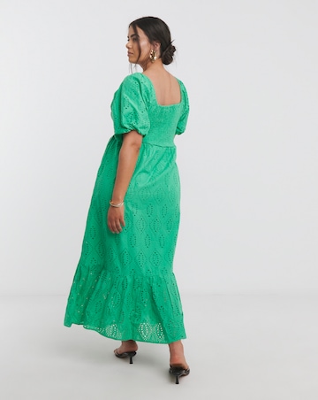 Simply Be Green Broderie Maxi Dress