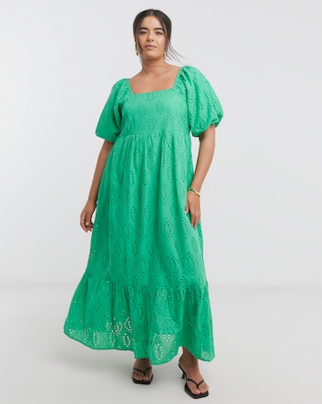 Simply Be Green Broderie Maxi Dress