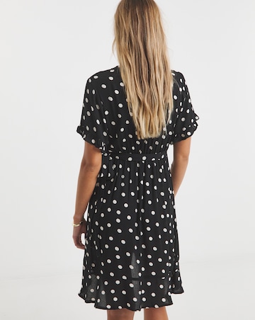 Simply Be Spot Print Crinkle Wrap Front Skater Dress