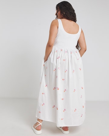 Simply Be White Embroidered Floral Midi Dress