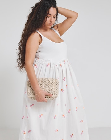 Simply Be White Embroidered Floral Midi Dress