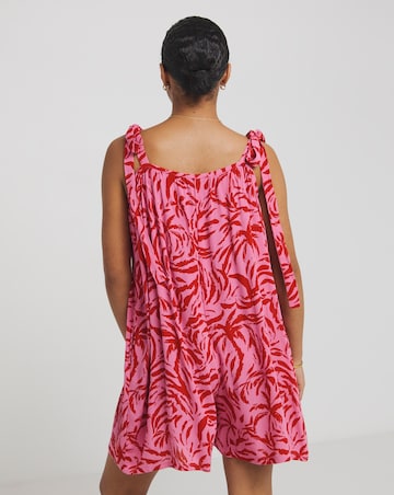 Simply Be Pink Crinkle Tie Strap Playsuit