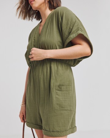 Simply Be Khaki Cheesecloth Playsuit
