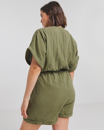 Simply Be Khaki Cheesecloth Playsuit