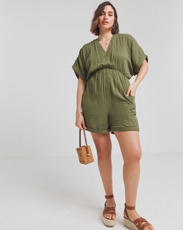 Simply Be Khaki Cheesecloth Playsuit