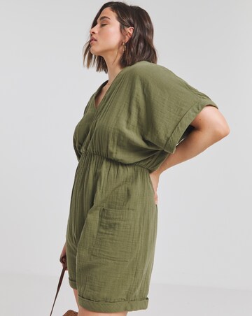 Simply Be Khaki Cheesecloth Playsuit