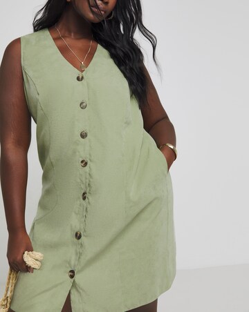 Simply Be Sage Button Up Dress