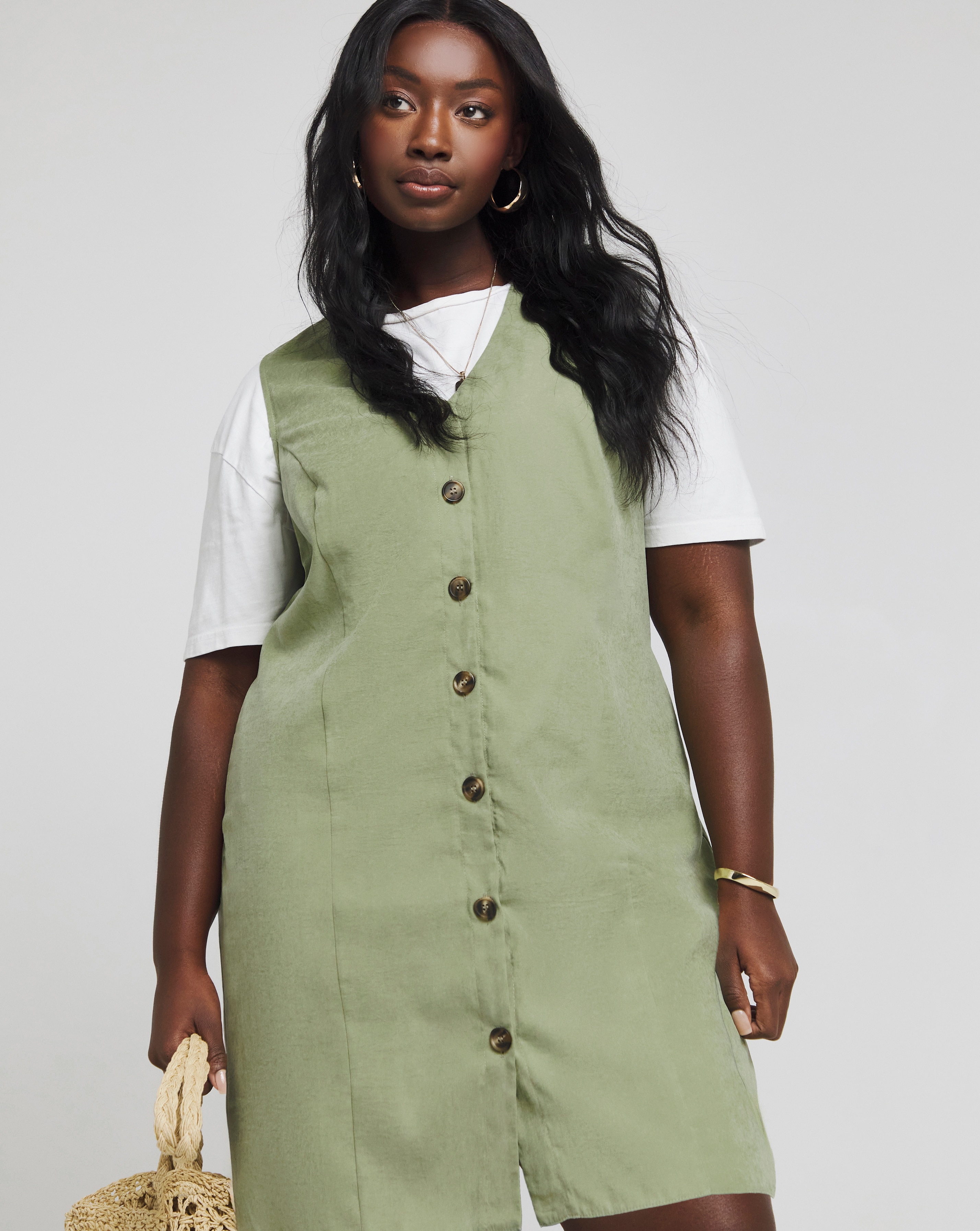 Simply Be Sage Button Up Dress