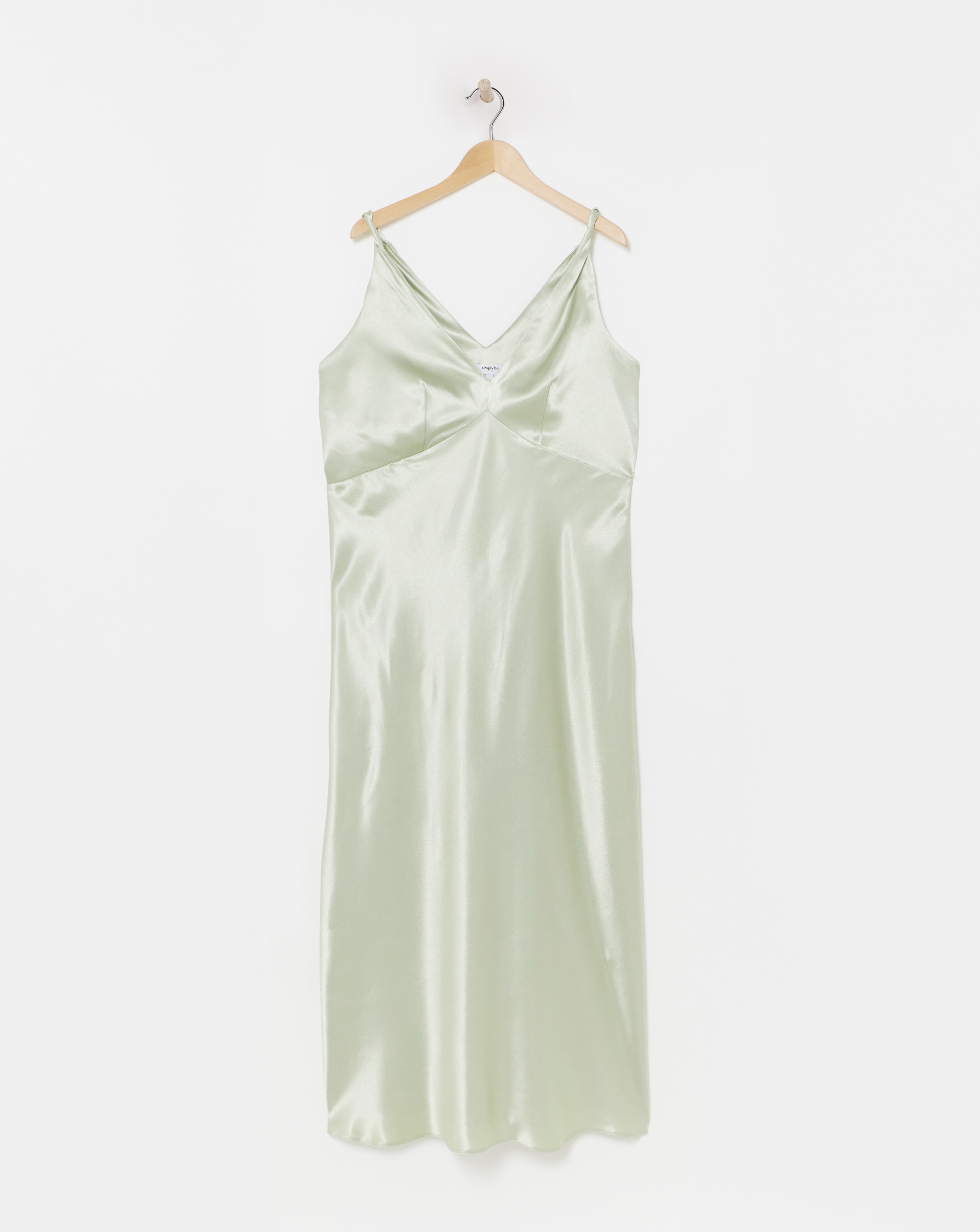 Sage Satin Cami Slip Dress