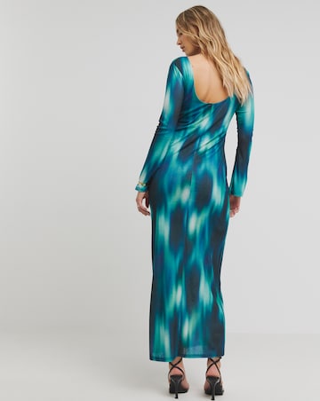 Simply Be Printed Dry Handle Mesh Scoop Back Maxi Dress