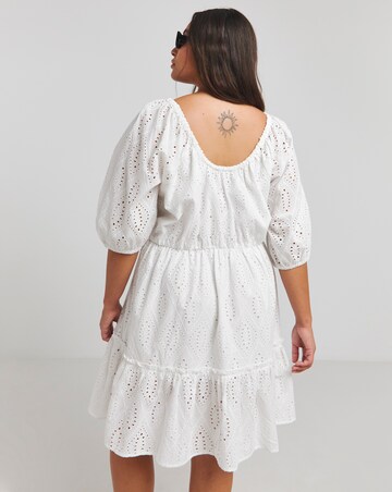 Simply Be White Broderie Skater Dress