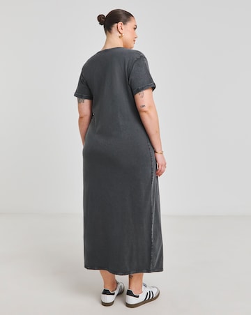 Simply Be Acid Wash Cotton Jersey Short Sleeve Midi Dress