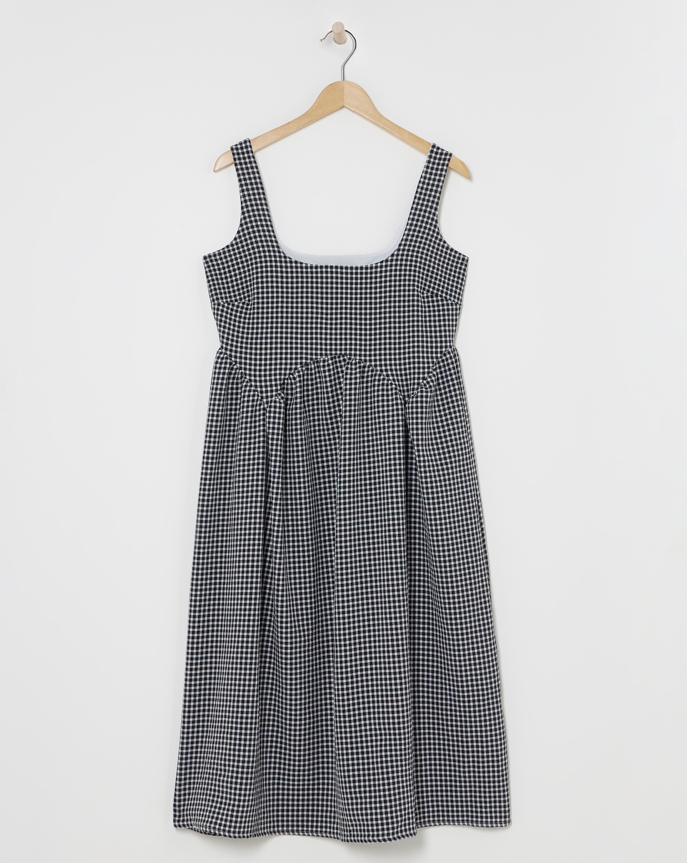 Black Gingham Textured Sundress