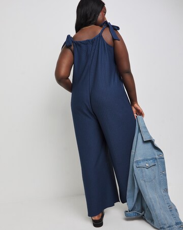Simply Be Navy Textured Jersey Jumpsuit