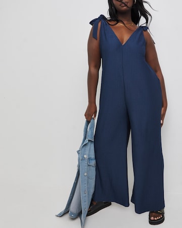 Simply Be Navy Textured Jersey Jumpsuit