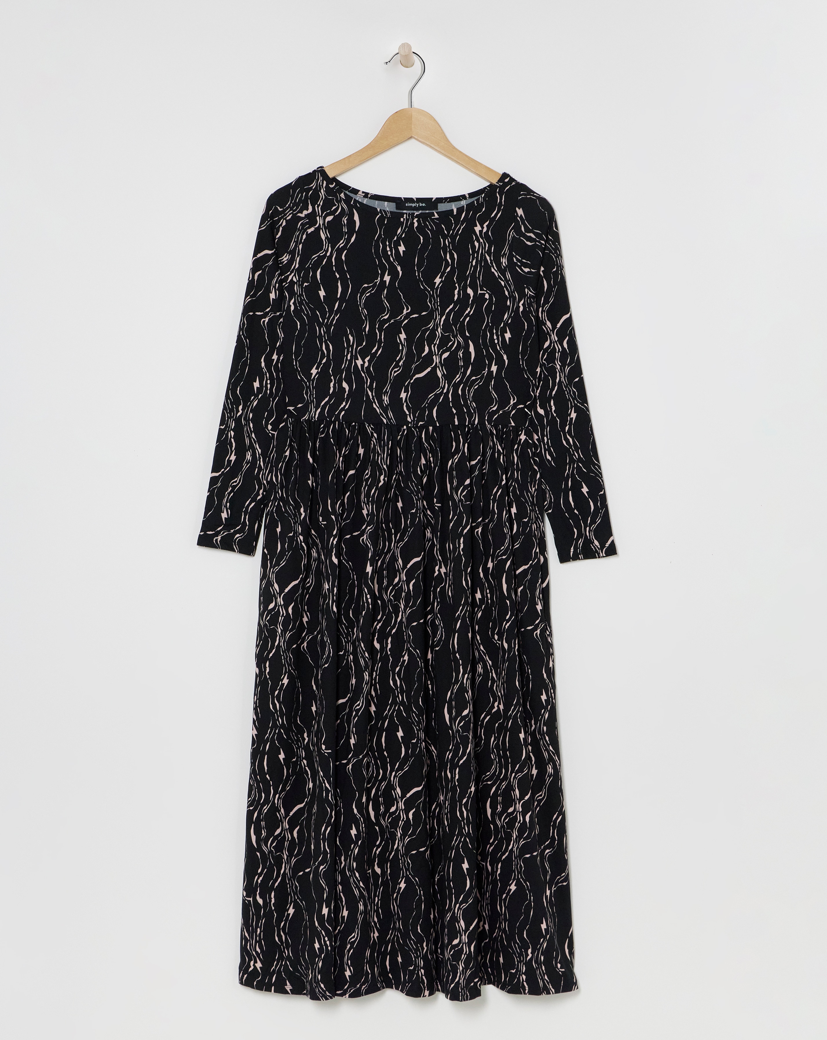 Black Print Supersoft Midi Dress
