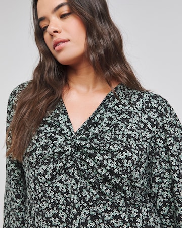 Ditsy Print Supersoft Knot Front Skater Dress