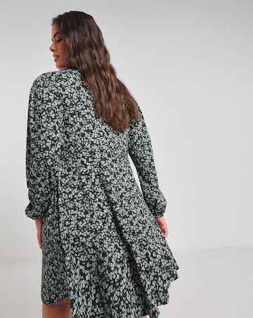 Ditsy Print Supersoft Knot Front Skater Dress